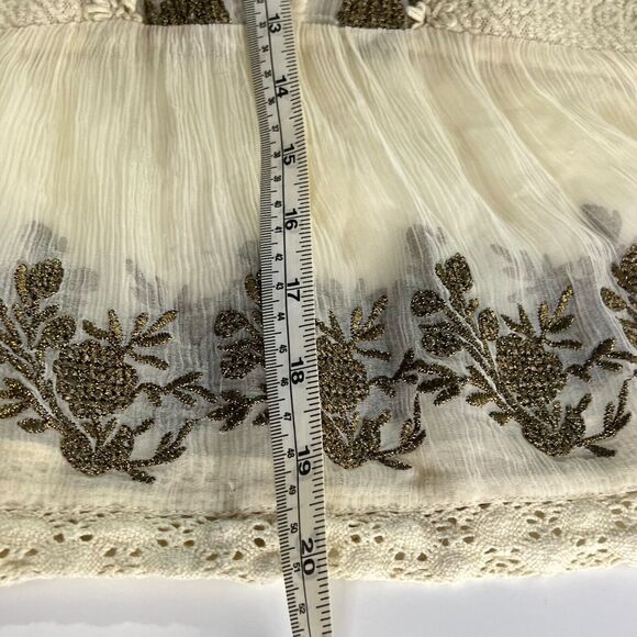 Urban Outfitters Ecote Sz M Peplum Top Ivory‎ Crochet Lace Metallic Embroidery - Picture 11 of 11